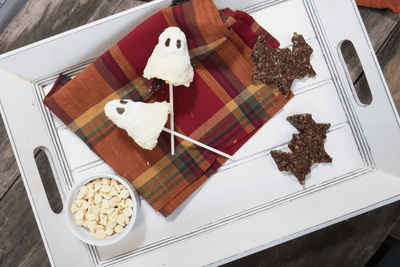 White Chocolate Ghost & Chocolate Bat Krispie Treats Halloween Recipe